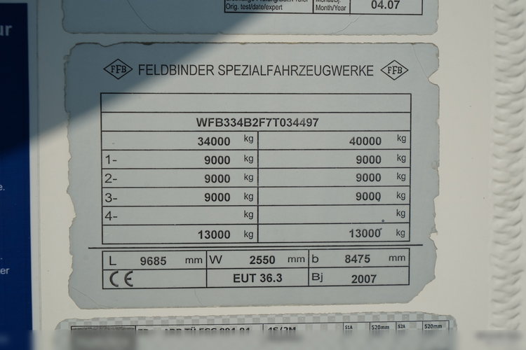 Feldbinder / CEMENTONACZEPA / 3 KOMORY / 36 000 L / SILOS / DO MATERIAŁÓW SYPKICH / ALUFELGI zdjęcie 20