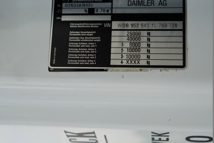 Mercedes AXOR 2633 / 6x4 / WYWROTKA  5.3 M / HYDROBURTA  / + HDS HIAB 122 B-2 / STEROWANIE RADIOWE / ROTATOR / MANUAL /   / 2013 ROK  zdjęcie 47