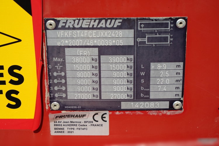 Fruehauf WYWROTKA STALOWA  / 28 m3/ HYDROKLAPA / AUTOMATYCZNA PLANDEKA / OŚ PODNOSZONA / zdjęcie 18