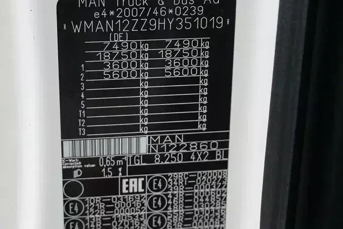 MAN TGL / 8.250 / ACC / EURO 6 / ZESTAW PRZESTRZENNY 120 M3 zdjęcie 11