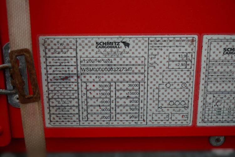 Schmitz -CARGOBULL / FIRANKA / STANDARD / DWIE OSIE PODNOSZONE /  WINDA ZAŁADOWCZA  - 2 000KG  / 2015 zdjęcie 29