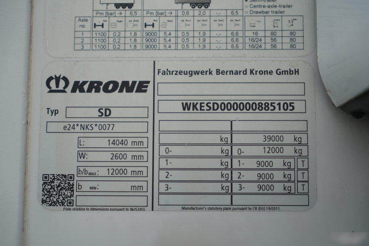Krone CHŁODNIA / THERMO KING SLXi 400 / 2019 ROK / DOPPELSTOCK / KOSZ NA PALETY / SPROWADZONA zdjęcie 30