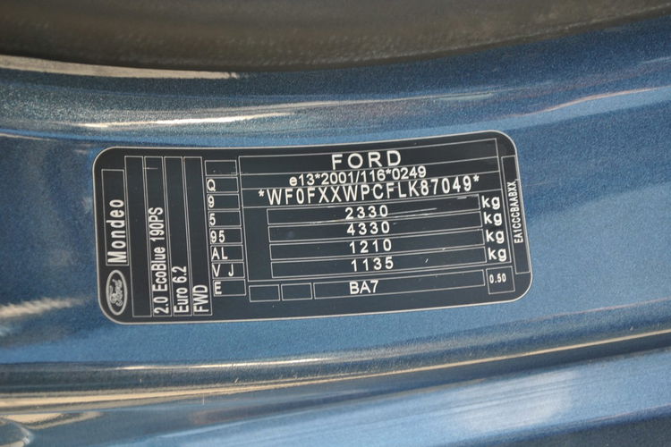 Mondeo Kombi Vignale 2.0 EcoBlue 190KM ASO Forda Gwarancja Ford Używane zdjęcie 30