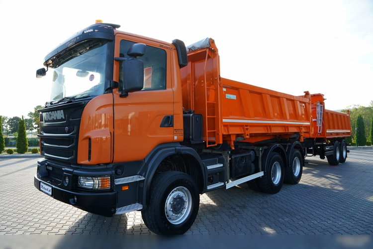 Scania G 440 / 6x6 / ZESTAW / WYWROTKA TRZY-STRONNA / 2X HYDROBURTA /PRZYCZEPA MEILLER / MANUAL zdjęcie 19