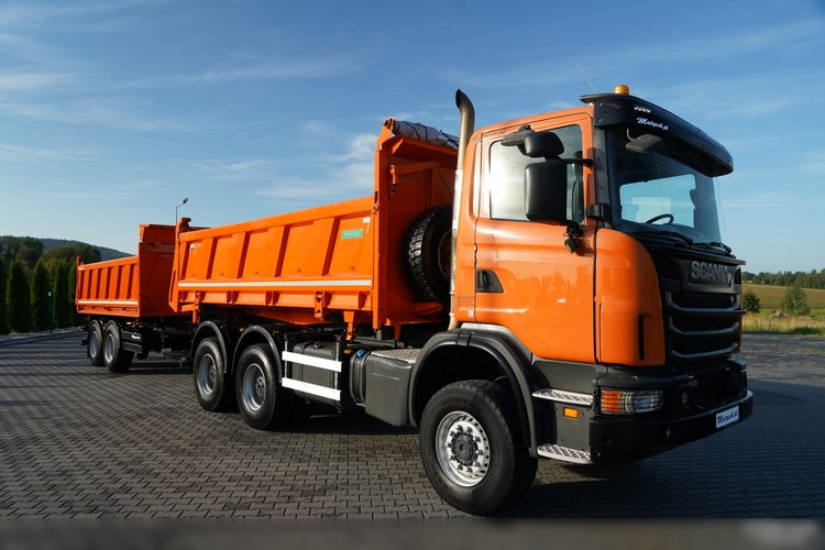 Scania G 440 / 6x6 / ZESTAW / WYWROTKA TRZY-STRONNA / 2X HYDROBURTA /PRZYCZEPA MEILLER / MANUAL zdjęcie 22