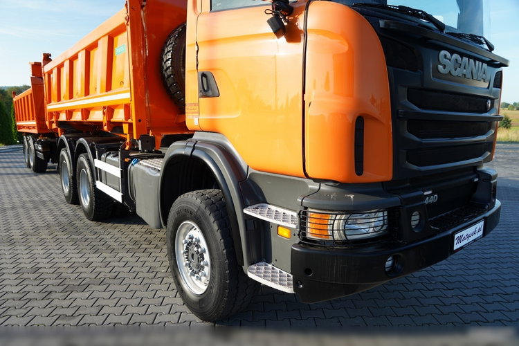 Scania G 440 / 6x6 / ZESTAW / WYWROTKA TRZY-STRONNA / 2X HYDROBURTA /PRZYCZEPA MEILLER / MANUAL zdjęcie 24