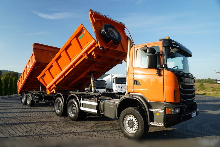 Scania G 440 / 6x6 / ZESTAW / WYWROTKA TRZY-STRONNA / 2X HYDROBURTA /PRZYCZEPA MEILLER / MANUAL zdjęcie 3