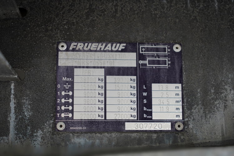 Fruehauf / KONTENER / WINDA DHOLLANDIA / MOCNA PODŁOGA / ROLETA / OŚ PODNOSZONA / SPROWADZONY zdjęcie 23