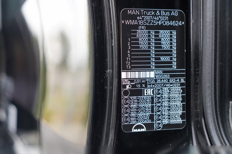 MAN TGS 26.440 / 6X2 / SKRZYNIOWY 7, 5 M / OŚ PODNOSZONA  + HDS PALFINGER PK 18002  / MAX UDŹWIG: 6 000 KG / STEROWANIE RADIOWE / ROTATOR / KLIMA POSTOJOWA /  UAL / EURO 6 zdjęcie 49