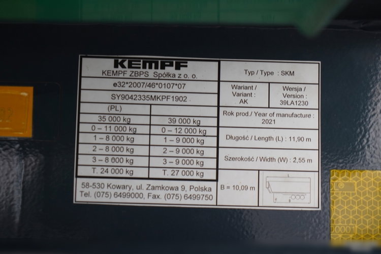 KEMPF WYWROTKA 60m3 / KLAPO DRZWI / OŚ PODNOSZONA / 2021  zdjęcie 21