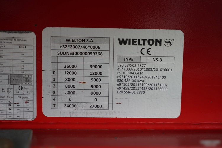 Wielton / FIRANKA STANDARD / MULDA DO STALI - 9 M  / OŚ PODNOSZONA / SAF  zdjęcie 28