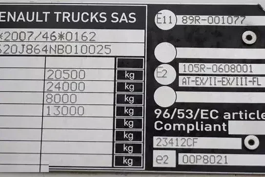 Renault D 280 / ACC / E 6 / BURTOWY + WINDA / ŁAD. 9953 KG / PEŁNY ADR zdjęcie 11