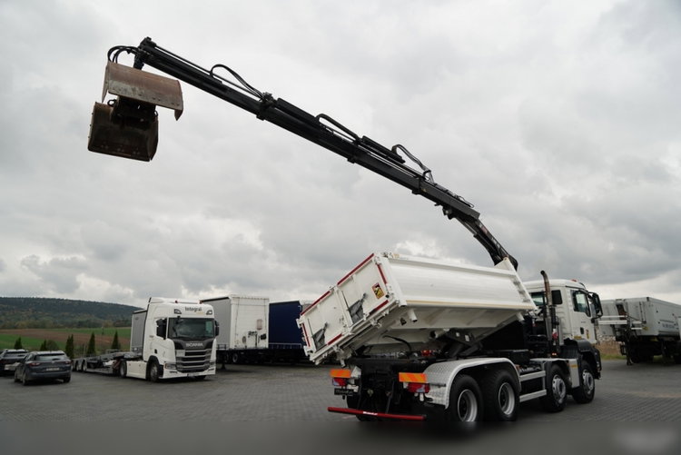 MAN TGS 35.420 / 8x4 / WYWROTKA 2 STRONNA / HYDROBURTA / BORDMATIC  + HDS HIAB 148 B-3 / Wysów 10 m / / CHWYTAK / EURO 6 zdjęcie 9