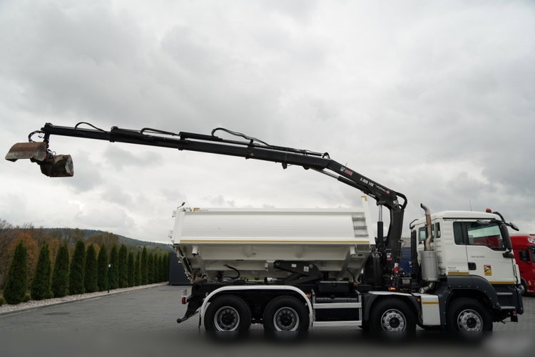 MAN TGS 35.420 / 8x4 / WYWROTKA 2 STRONNA / HYDROBURTA / BORDMATIC  + HDS HIAB 148 B-3 / Wysów 10 m / / CHWYTAK / EURO 6 zdjęcie 10