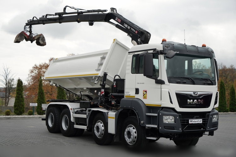 MAN TGS 35.420 / 8x4 / WYWROTKA 2 STRONNA / HYDROBURTA / BORDMATIC  + HDS HIAB 148 B-3 / Wysów 10 m / / CHWYTAK / EURO 6 zdjęcie 11