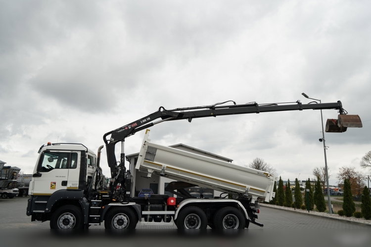 MAN TGS 35.420 / 8x4 / WYWROTKA 2 STRONNA / HYDROBURTA / BORDMATIC  + HDS HIAB 148 B-3 / Wysów 10 m / / CHWYTAK / EURO 6 zdjęcie 2