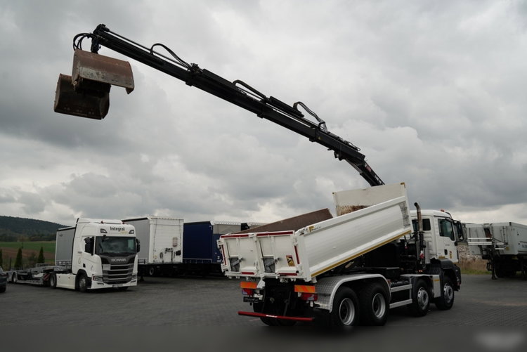 MAN TGS 35.420 / 8x4 / WYWROTKA 2 STRONNA / HYDROBURTA / BORDMATIC  + HDS HIAB 148 B-3 / Wysów 10 m / / CHWYTAK / EURO 6 zdjęcie 4