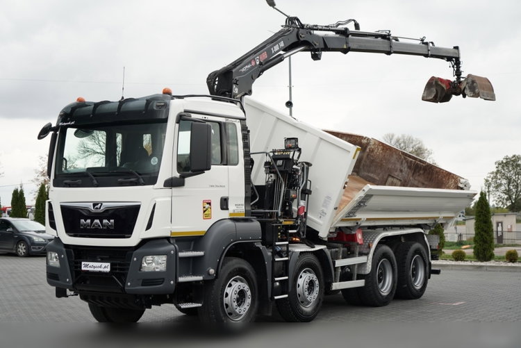 MAN TGS 35.420 / 8x4 / WYWROTKA 2 STRONNA / HYDROBURTA / BORDMATIC  + HDS HIAB 148 B-3 / Wysów 10 m / / CHWYTAK / EURO 6 zdjęcie 7