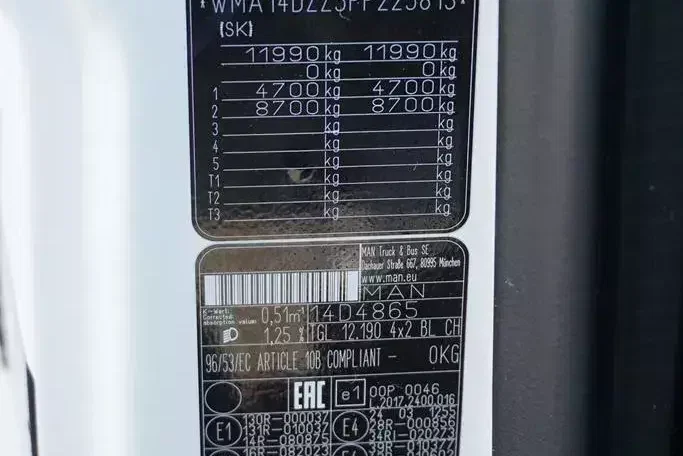 MAN TGL / 12.190 / E 6 / FIRANKA + WINDA / ŁAD. 6 525 KG / 16 PALET zdjęcie 11