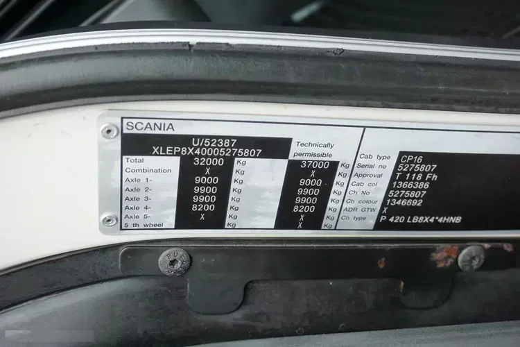 Scania / P 420 / 8 X 4 / TRIDEM / SKRZYNIOWY + HDS / PALFINGER PK 26002 / WYS. 12 M / DŁ. 8 M zdjęcie 12