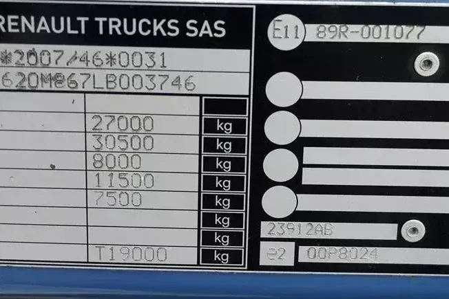 Renault / D 320 / EURO 6 / FIRANKA + WINDA / 21 PALET / ŁAD. 16 530 KG zdjęcie 11