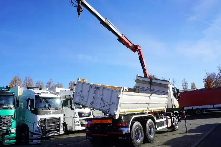 Renault C380 E6 6x4 / HDS Fassi F135 2700 MTH / Zasięg 8 m / 5.6 t udźwig / Wywrotka 3-stronna / Hydroburta zdjęcie 15