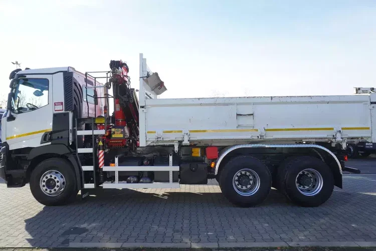 Renault C380 E6 6x4 / HDS Fassi F135 2700 MTH / Zasięg 8 m / 5.6 t udźwig / Wywrotka 3-stronna / Hydroburta zdjęcie 5