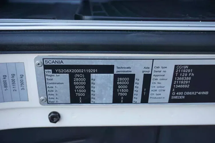 Scania G 490 / EURO 6 / CHŁODNIA + WINDA / 23 PALETY / OŚ SKRĘTNA zdjęcie 11