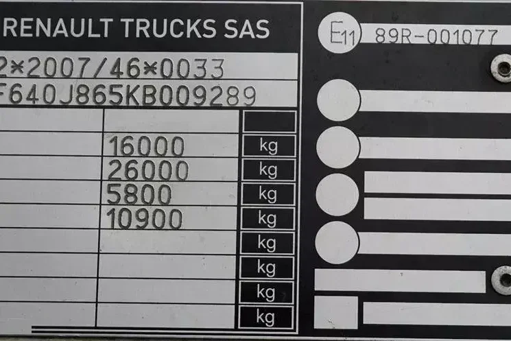Renault D 16 / 280 / ACC / E 6 / FIRANKA + WINDA / ŁAD. 8 790 KG / 17 PALET zdjęcie 11