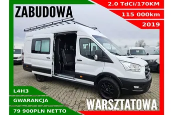 Ford transit L4H3 79900zł NETTO Zabudowa warsztatowa Brygadówka 6 osób 2.0TdCi/170KM