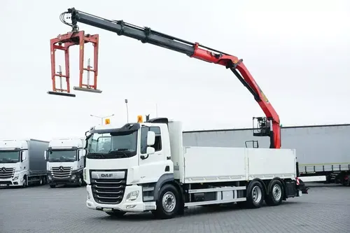 DAF CF / 480 / 6 X 2 / SKRZYNIOWY + HDS / PALFINGER PK 22 001L / OŚ SKRĘTNA / CHWYTAK