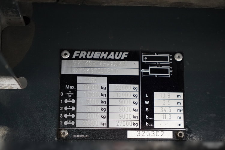 Fruehauf / KONTENER / KOFFER / ROLETA / WINDA DOHALLNDIA / OŚ PODOSZONA / SAF / MOCNA PODŁOGA zdjęcie 23