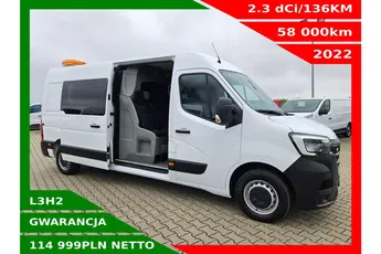 Renault Master L3H2 114999zł Netto Brygadówka 7 osób 2.3 dCi/136KM