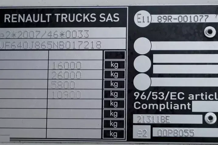 Renault D 16 / 280 / ACC / E 6 / BURTOFIRANKA + WINDA / ŁAD. 8 925 KG / 18 PALET zdjęcie 10