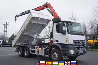 Mercedes Arocs 2636 6x4 / Wywrotka 2-stronna / HDS Fassi F135A.0.23 / Pilot / Rotator