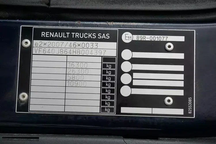 Renault / D 16 / 280 / ACC / E 6 / BURTOFIRANKA + WINDA / ŁAD. 8 580 KG / 17 PALET zdjęcie 11