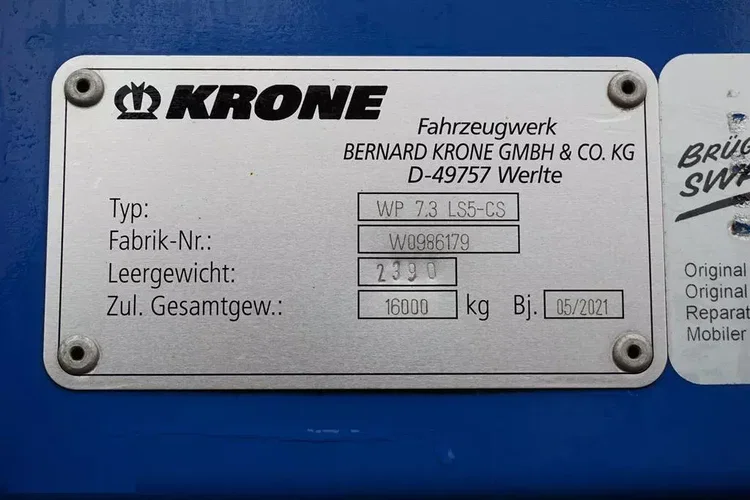 Krone ZABUDOWA / BDF / FIRANKA / DŁ. 7.3 M / 18 PALET zdjęcie 9