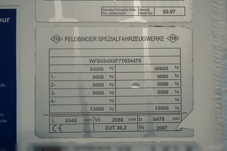 Feldbinder / CEMENTONACZEPA / 3 KOMORY / 37 000 L / SILOS / DO MATERIAŁÓW SYPKICH  / ALUFELGI zdjęcie 24