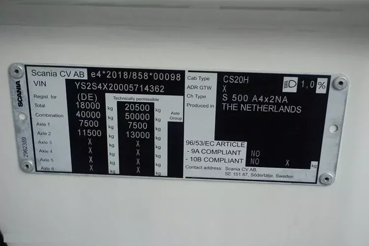 Scania / S 500 / EURO 6 / ACC / RETARDER / I -COOL / SUPER zdjęcie 12
