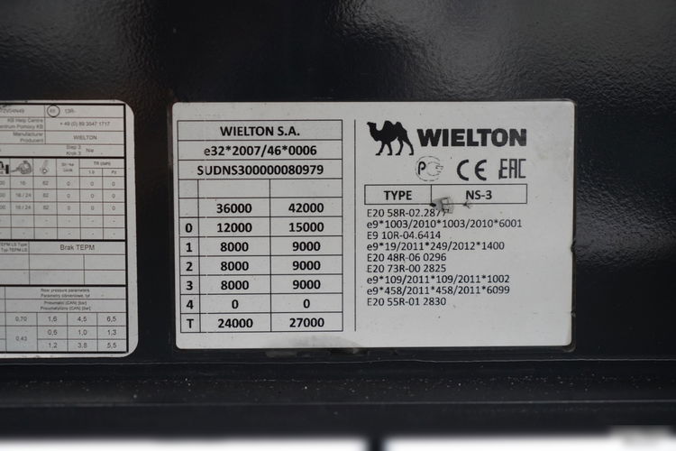 Wielton / FIRANKA / STANDARD / MULDA DO STALI - 9 M / OŚ PODNOSZONA / DACH PODNOSZONY / SAF /  zdjęcie 27
