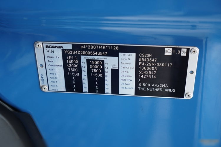 Scania S 500 / RETARDER / KLIMATYZACJA POSTOJOWA / ALUFELGI zdjęcie 37