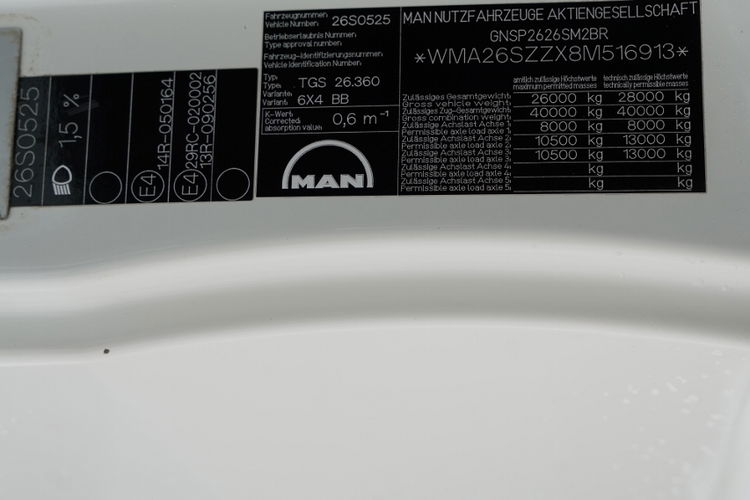 MAN TGS 26.360 / 6X4 / 2 STRONNA WYWROTKA / HYDROBURTA / BORDMATIC UAL  zdjęcie 51