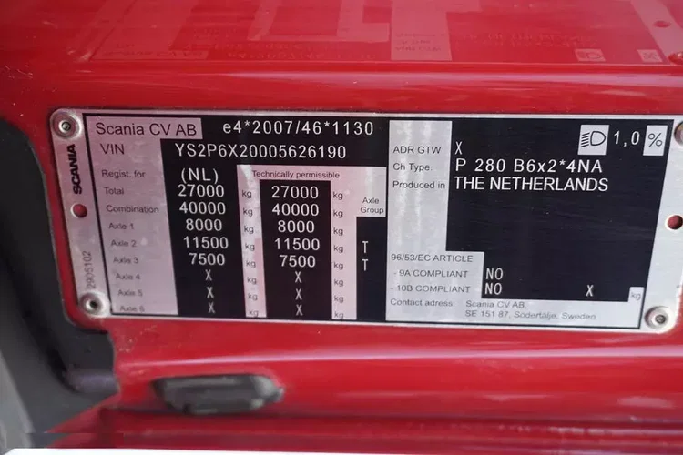 Scania P 280 / ACC / E 6 / FIRANKA + WINDA / 20 PALET / DŁ. 8.2 M / OŚ SKRĘTNA zdjęcie 11