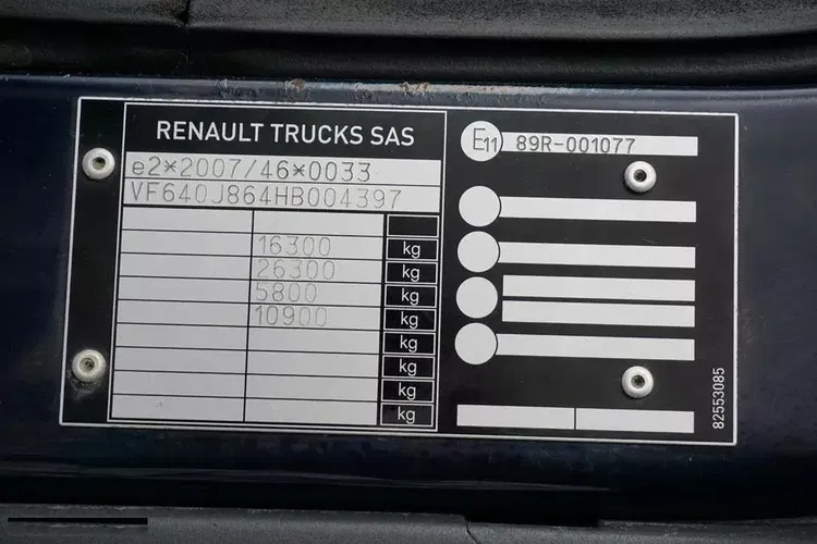 Renault / D 16 / 280 / ACC / E 6 / BURTOFIRANKA + WINDA / ŁAD. 8 580 KG / 17 PALET zdjęcie 11