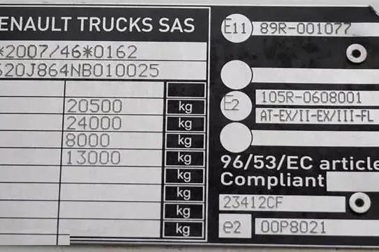 Renault D 280 / ACC / E 6 / BURTOWY + WINDA / ŁAD. 9953 KG / PEŁNY ADR zdjęcie 11
