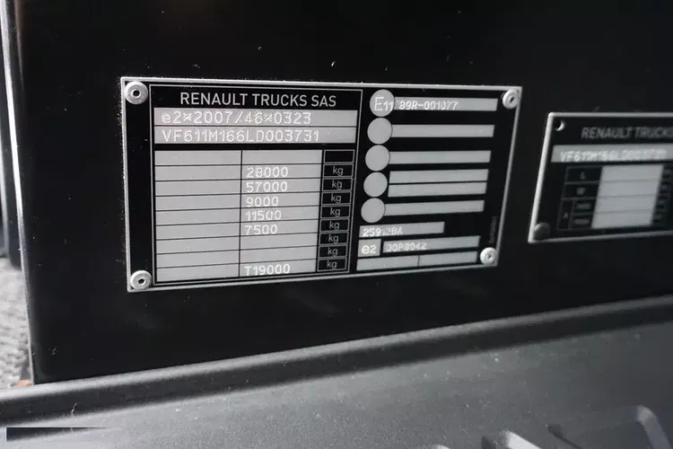 Renault T 380 / ACC / E 6 / FIRANKA + WINDA / 20 PALET / DŁ. 8.2 M / OŚ SKRĘTNA zdjęcie 11