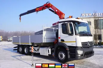 Mercedes Antos 2540 / Burtowy 15 EPAL / HDS Fassi F165 / 6.1 t / Zasięg 8 m / pilot / rotator / 630 MTH / oś skrętna