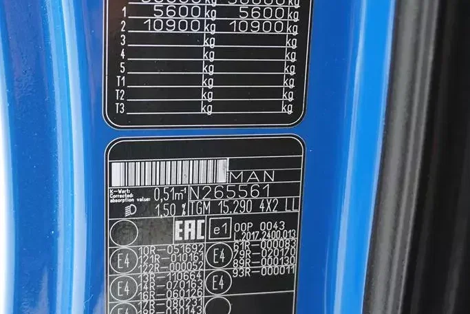 MAN TGM / 15.290 / EURO 6 / KONTENER + WINDA / ŁAD. 7 465 KG / 18 PALET zdjęcie 11
