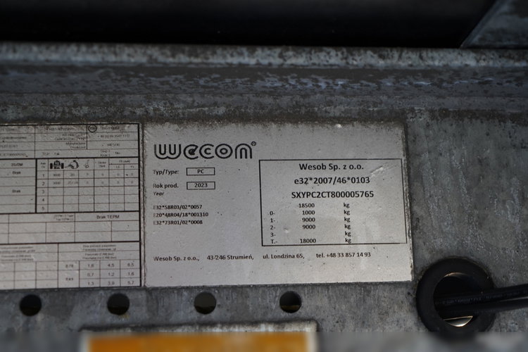 Wecon / PRZYCZEPA - 7.7 M / TANDEM / PRZEJAZDOWA / ZAWIESIE DOKI DO WÓZKA / SAF / 2023 ROK zdjęcie 28