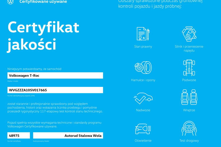 Volkswagen T-Roc 1.5TSI 150KM DSG Life Kamera Nawigacja KeyLess 1wł Gwar.Fabryczna zdjęcie 9